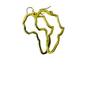 African map dangle gold earrings
